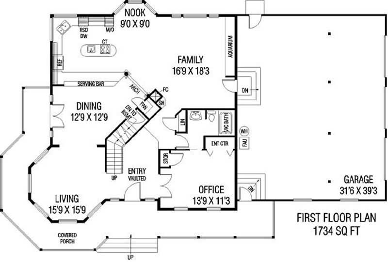 Floor Plan First Story of Victorian Plan #145-1542